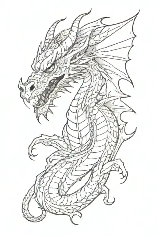Dragon Without Wings With Wobbly Lines And Concept Art Decoration