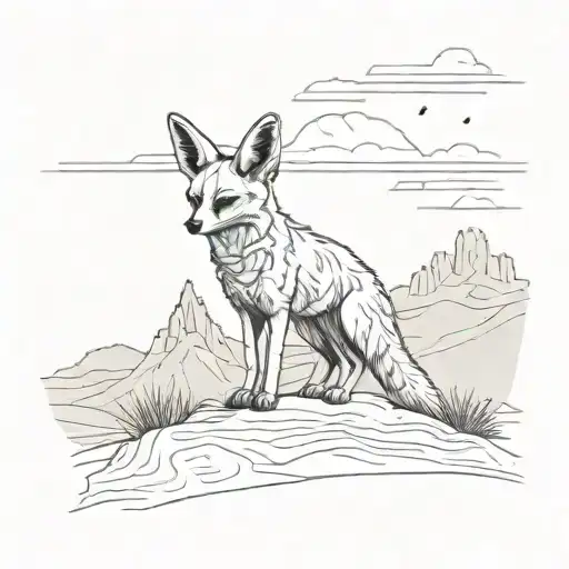 Silhouette Of A Fennec Fox With A Desert Landscape On The Inside