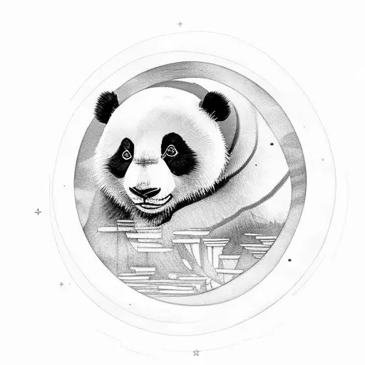 Panda Sitting On A Crescent Moon