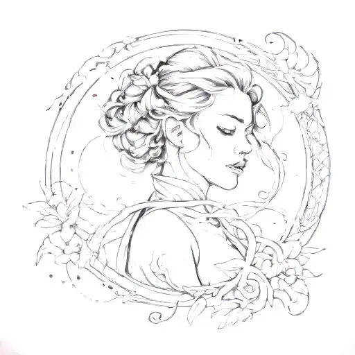 Picture Of A Girl Intertwined With Moon