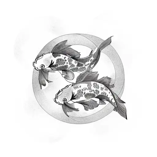2 Koi Fish Chasing Each Other In A Circle