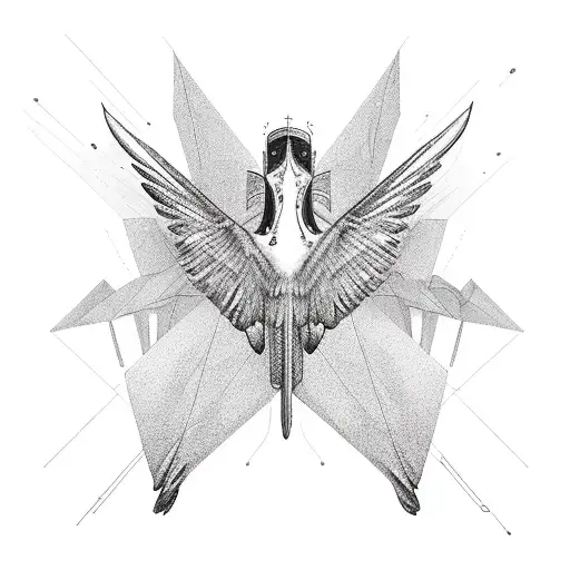 Flying Swallows On The Background Of Kyiv And Below The Binary Code