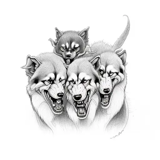 Angry 3 Headed Cerberus Dark Art