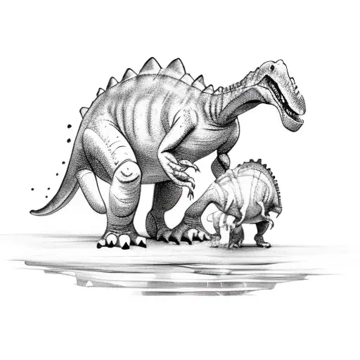 Cute Dinosaur Mom And Son