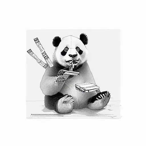 Panda Sat With A Packet Of Cigarettes