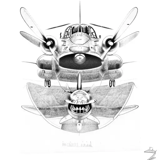 Curtiss P-40 Warhawk Airplane With Medussa Face