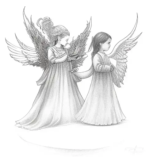 Angel Helping Girl Stay Up