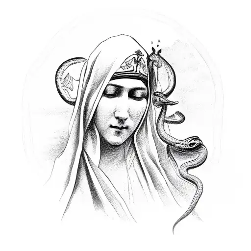 Virgen Mary And A Snake