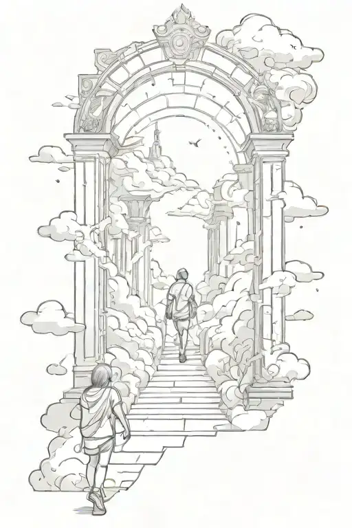 A Person Walking To The Heaven Gates