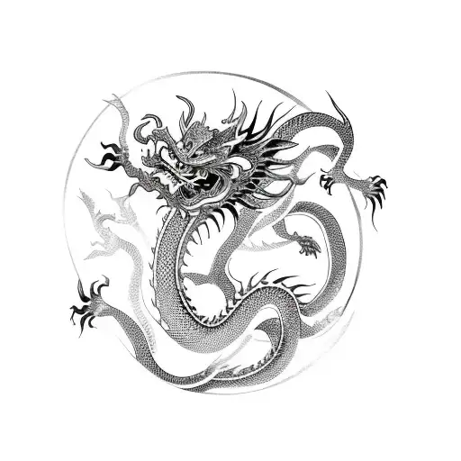 Chinese Dragon And Chinese Word