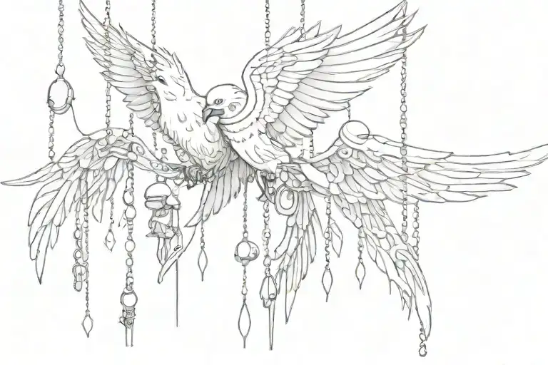 Bird Wings Out Small Trinkets Hanging On Chains