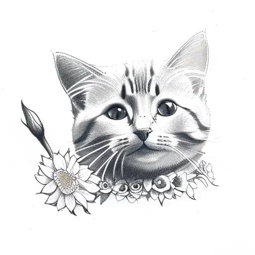 Cat With Flower