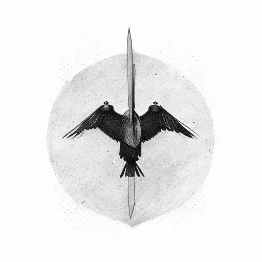 Crow Flying With Dagger