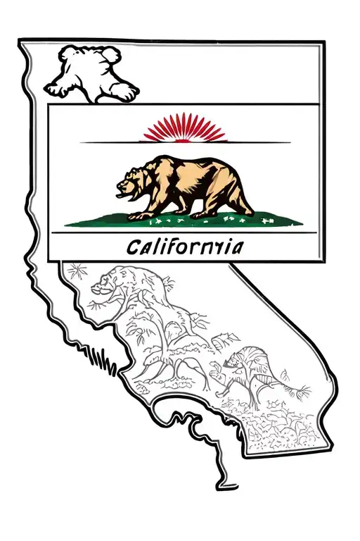 California Flag Bear Clip Art
