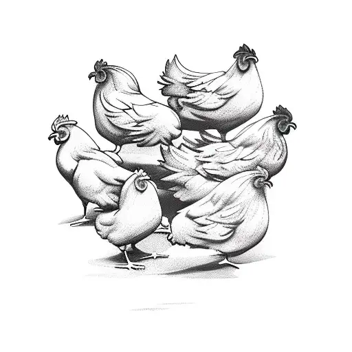 Cartoon Last Supper With 7 Chickens