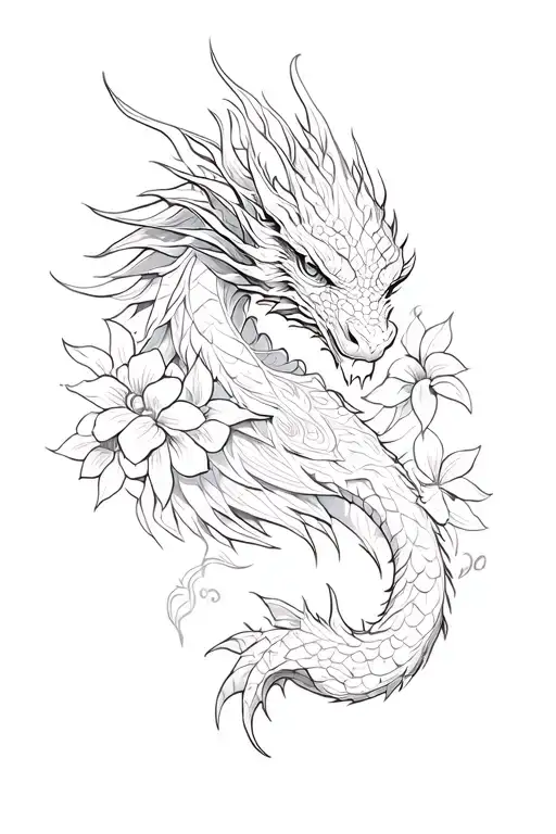 Dragon And Flowers