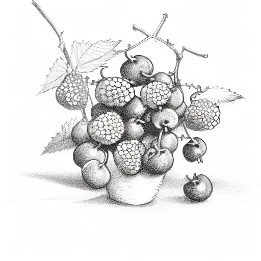 Bunch Of Three Blackberries On A Vine