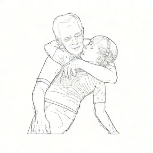 An Old Man Hugging A Little Girl