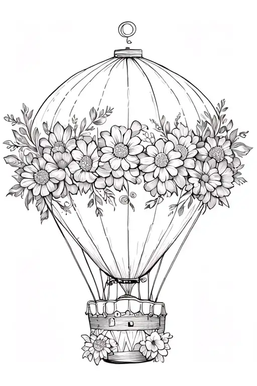 Hot Air Balloon Made Of Flowers With Zia Symbol