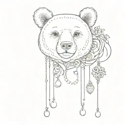 Simple Bear Delicate Pearls And Chains And Stars And Swirls And Bows And Strawberries