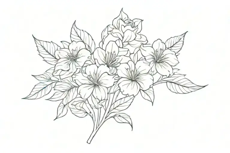 3 Flowers And Leaves Thin Line