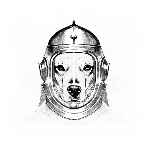 Medieval Helmet On A Dog