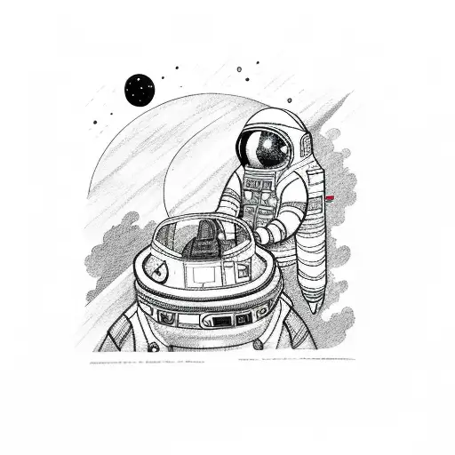 Side View Of An Astronaut Sitting On A Rocket That Looks Like They're Flying To The Moon