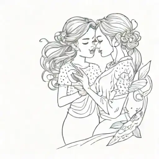 2 Gilrs With Little Fish And Water