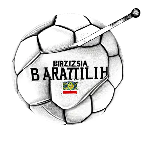 Brazil And English Flag Mixed With A Soccer Ball And Hockey Sticks With A Anchor