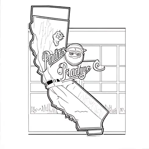 Outline Of California Inside Padres Mascot Surrounded