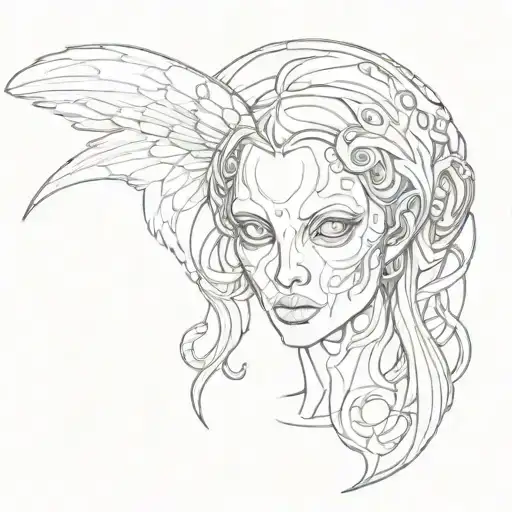 Alien Serafin Angel With Eyes Within The Wings