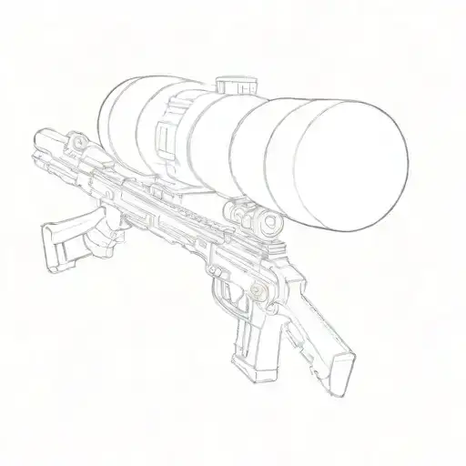A Sniper Rifle With Hand Holding The Barrel