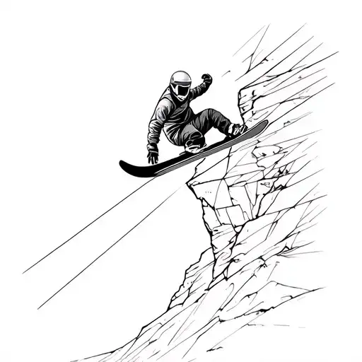 Abstract Geometric Design Of A Snowboarder Jumping Off A Mountain Cliff