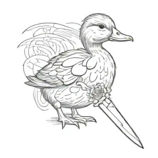 Baby Duck Holding Knife