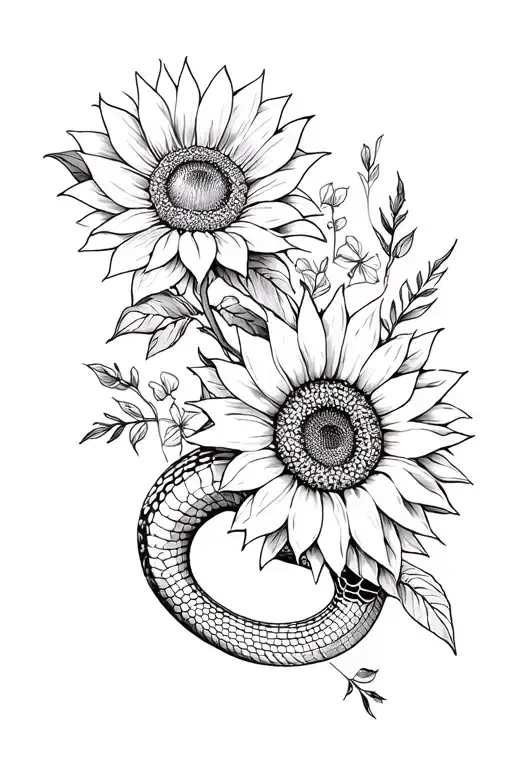 Floral With Lirios And Sunflower With Cobra