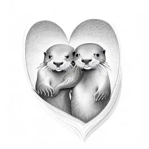 Otter Love Heart