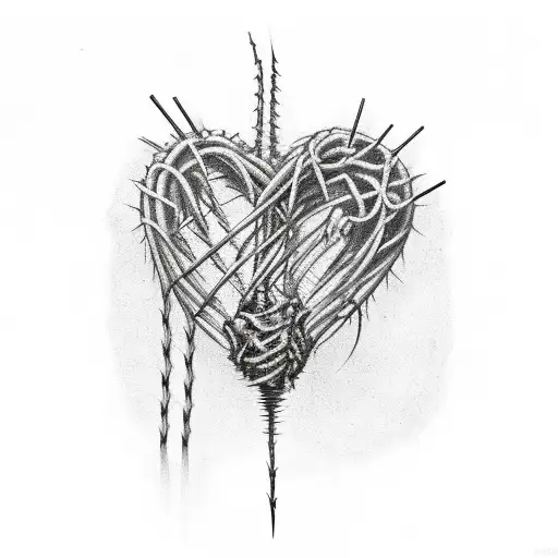 Barbed Wire With 4Better 4Worse 4Ever And A Heart With Rib Cage