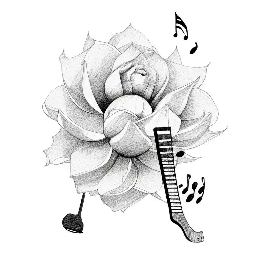 Guitar With Magnolia Flowers And Music Notes For Dad