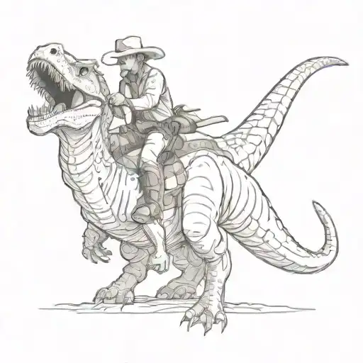 Cowboy Riding Dinosaur
