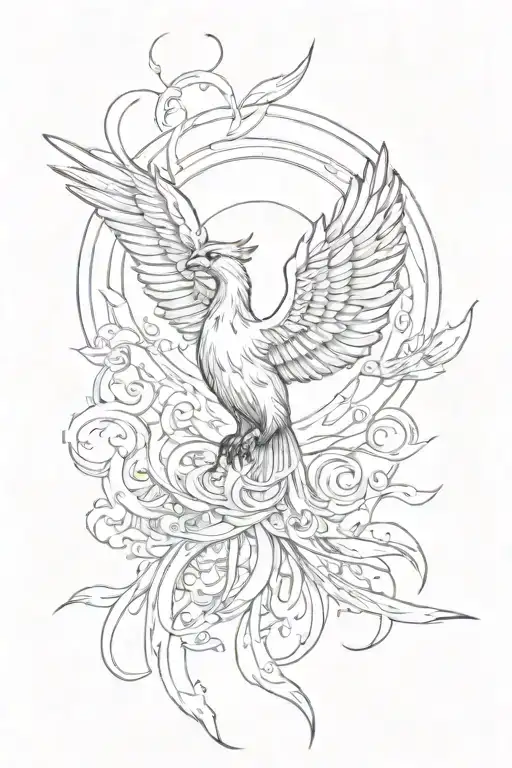 A Phoenix Flying Towards The Sun Top View