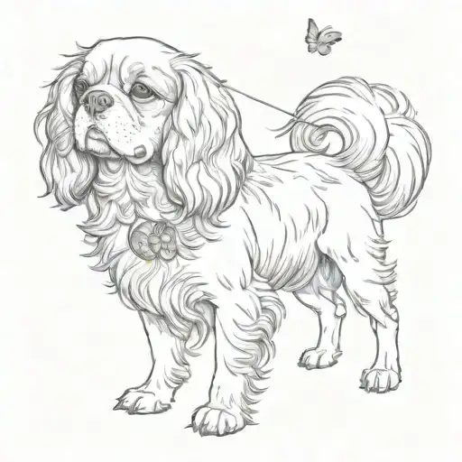 Cavalier King Charles Hunting Butterfly