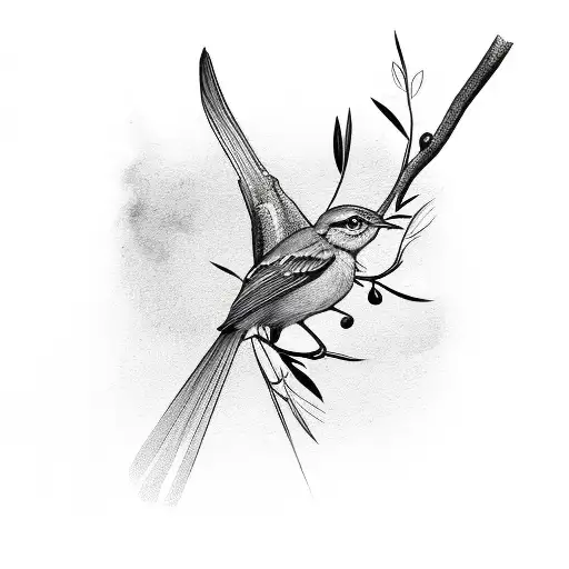 Olive Branch Mockingbird Negative Space