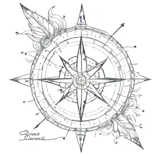 Arrow Piercing A Compass Rose