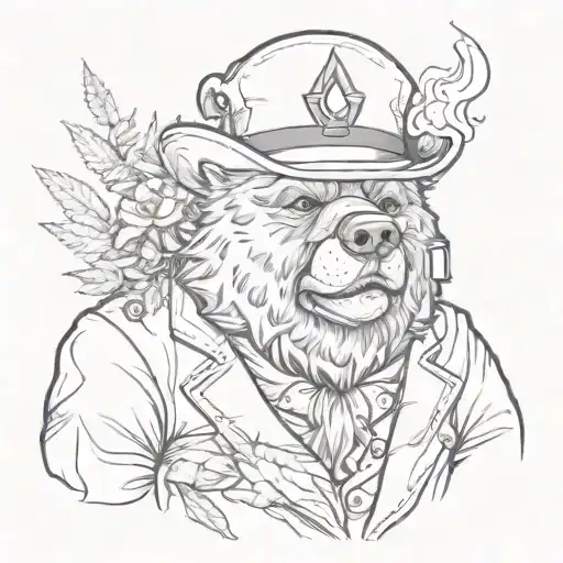 Captain Bear With A Blue Coatsmoking Weed