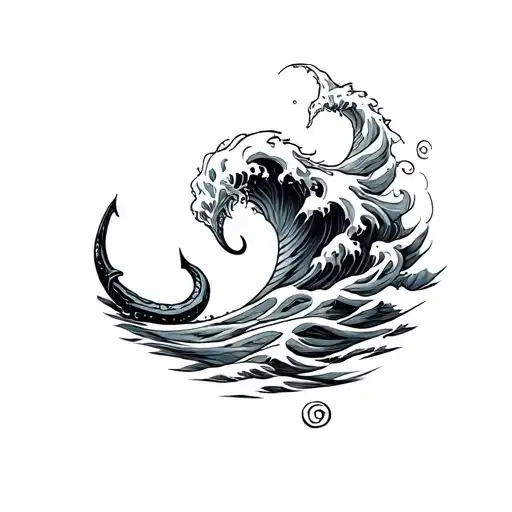 Hook And Ocean Wave Design