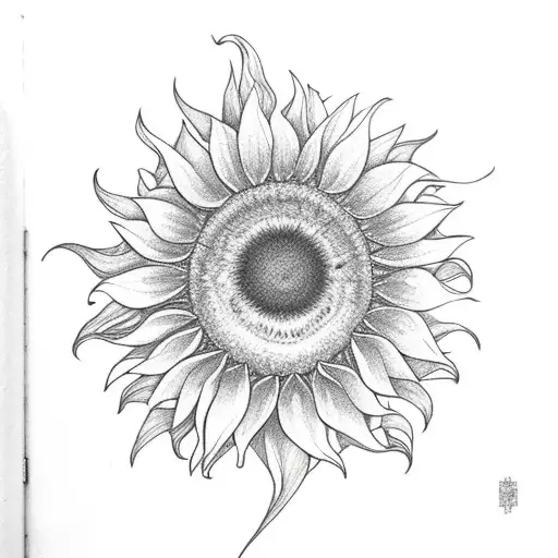 Goldfish In Front Of Sunflower