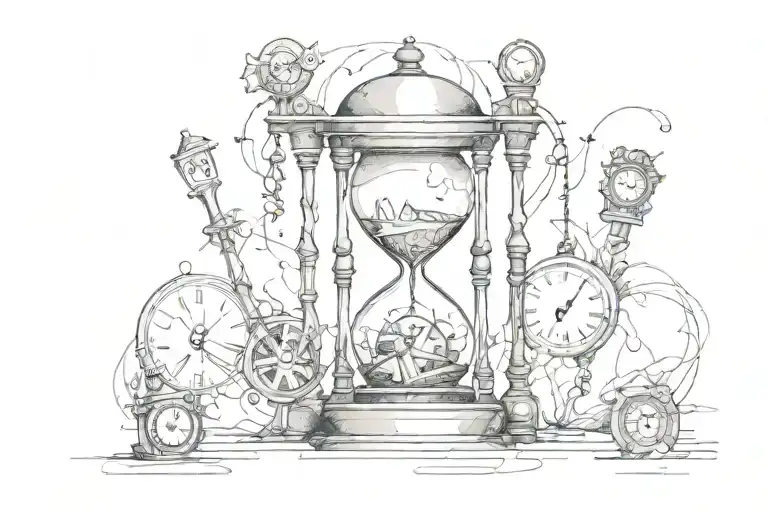 Hourglass With Clock Hands Pointing
