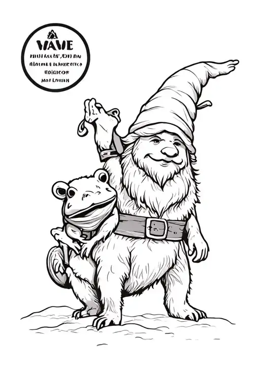 Gnome Riding A Bear Carrying A Frog