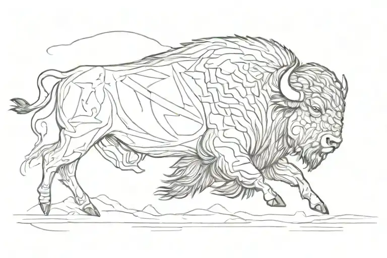 Single Line Buffalo Running