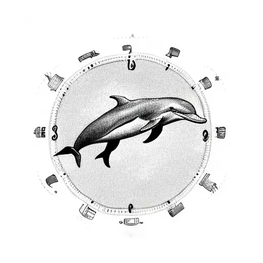 A Dolphin Jumping Through A Hoop Made Of Clocks